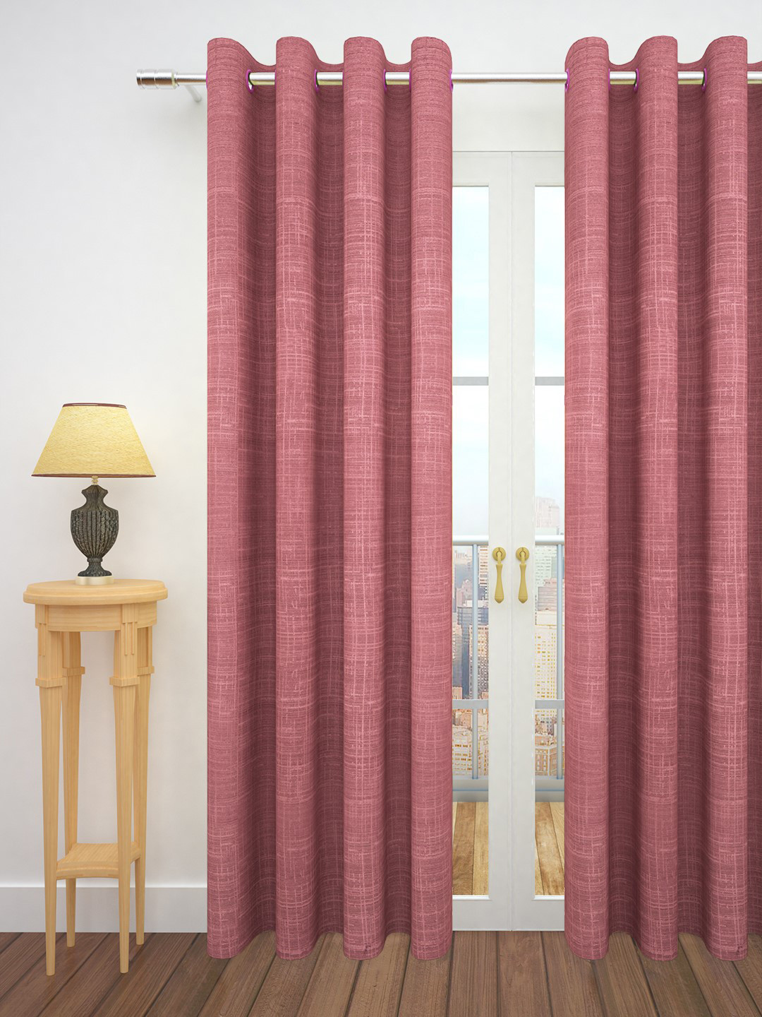Buy Storyhome Pink Jacquard Textured Single Door Curtain Curtains