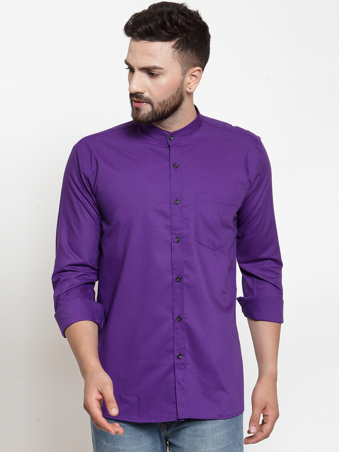 Buy JAINISH Men Purple Classic Slim Fit Solid Casual Shirt Shirts for