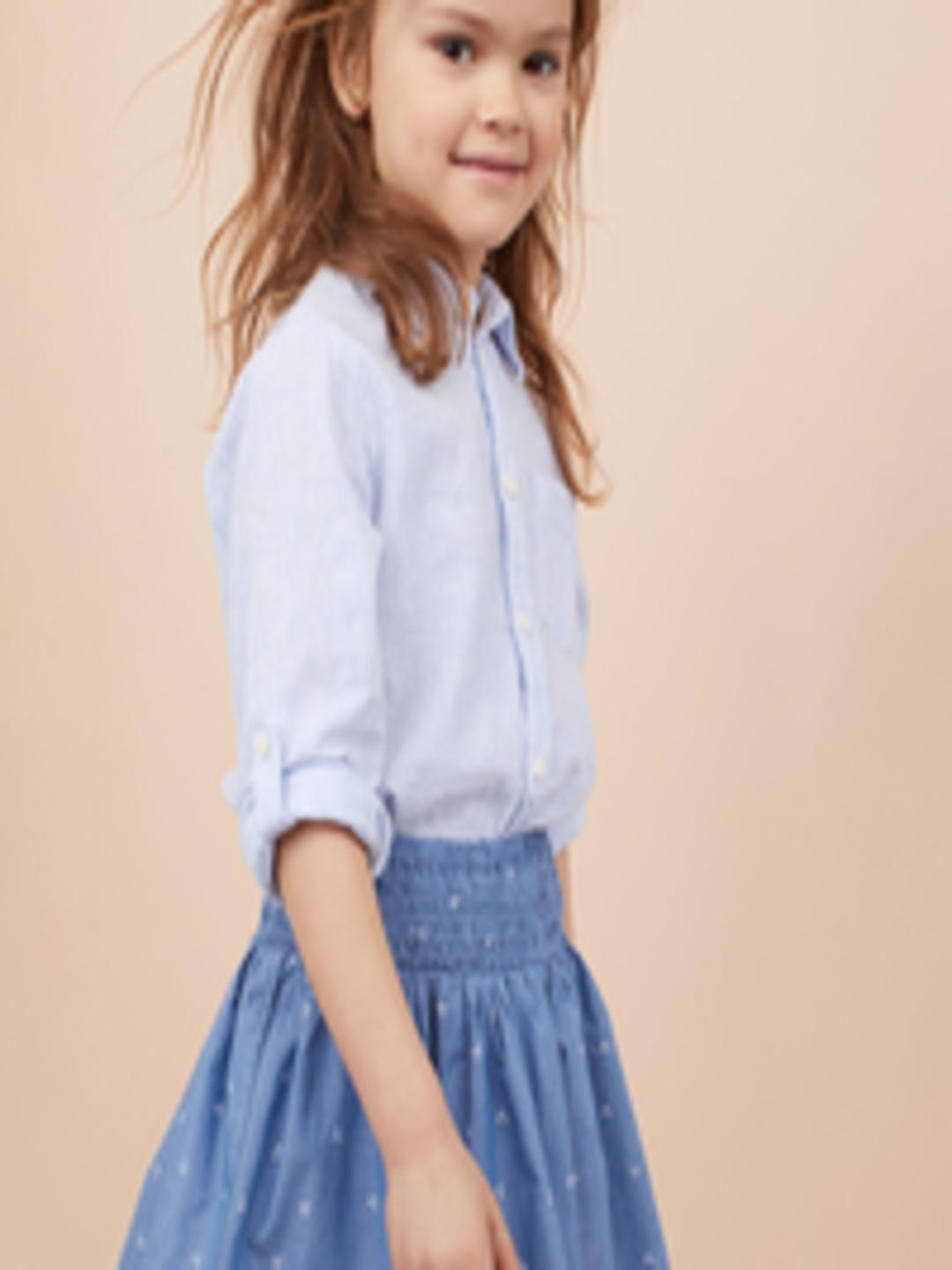 Buy H&M Girls Blue Printed Pure Cotton Cotton Skirt With Smocking ...