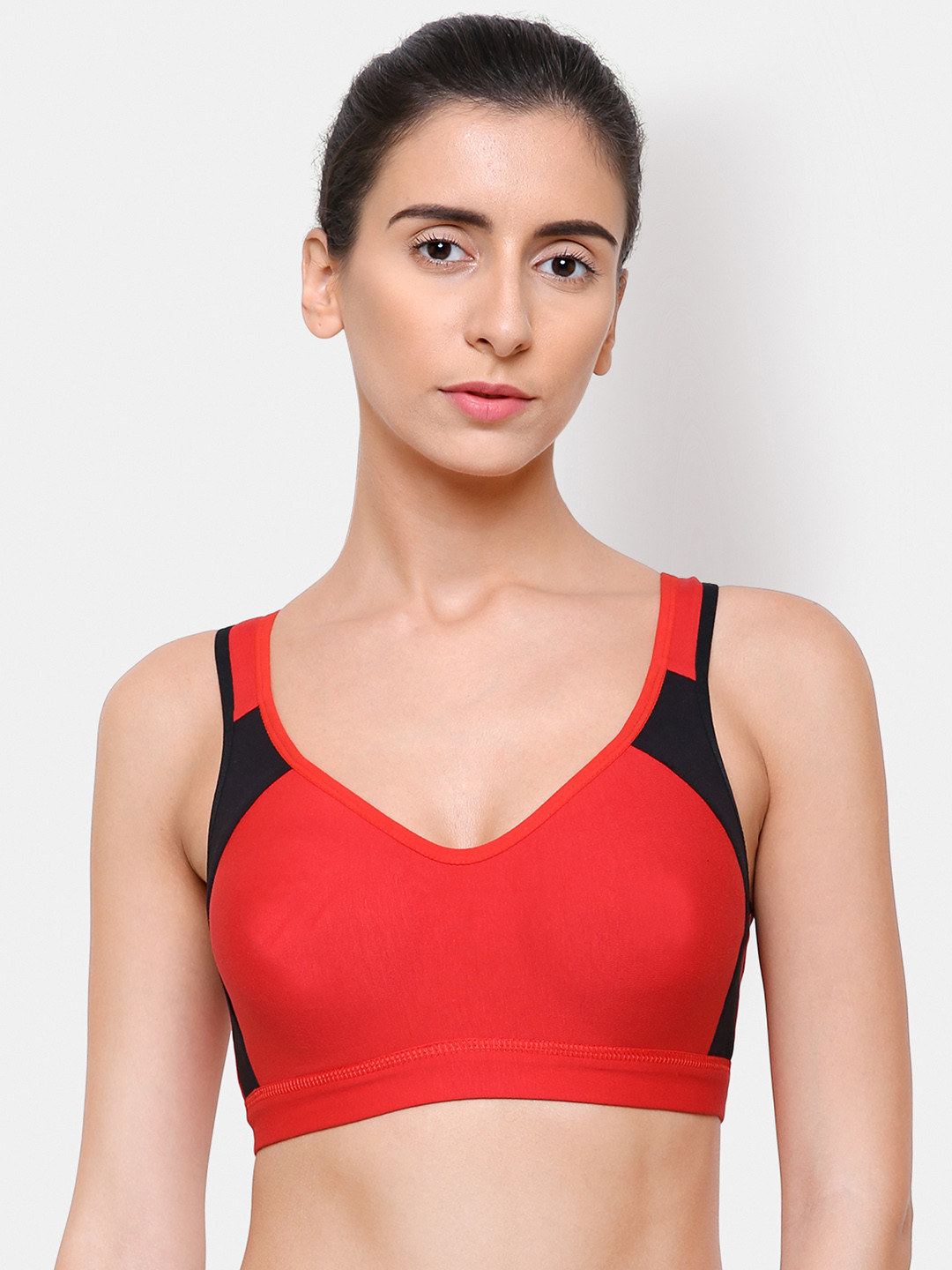 Buy College Girl Red Solid Non Wired Non Padded Sports Bra SB15 Rd