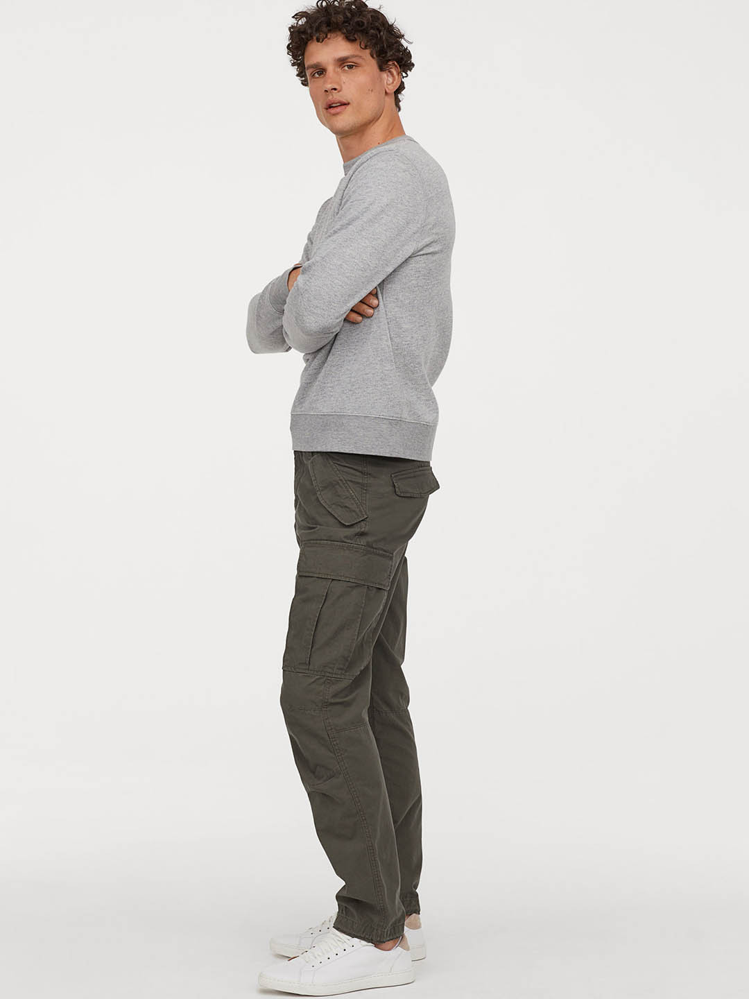 Buy H&M Men Green Solid Cotton Cargo Trousers Trousers for Men 10375529 Myntra