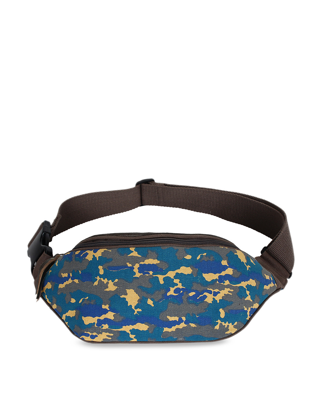 Buy Anekaant Unisex Blue & Mustard Yellow Camouflage Printed Fanny Pack