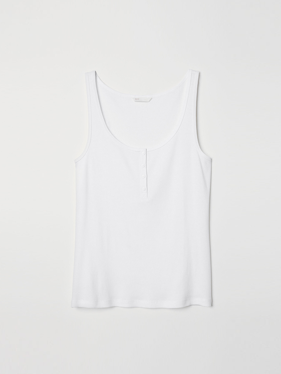 Buy H&M Women White Solid Ribbed Vest Top With Buttons Tops for Women