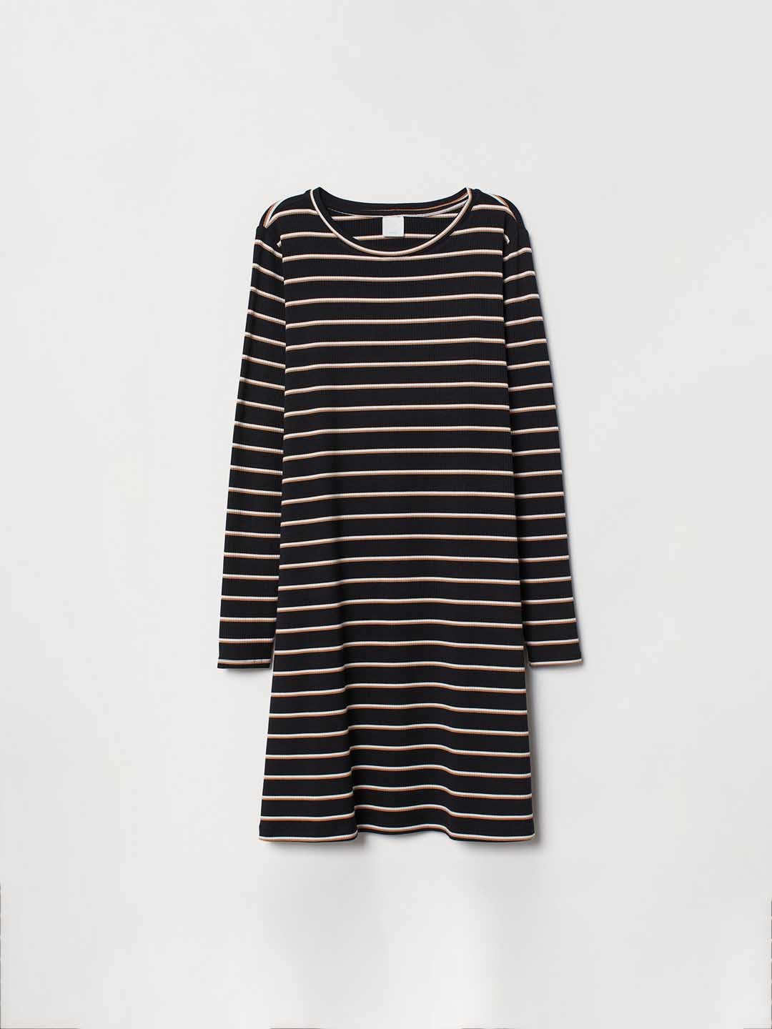 Buy H&M Women Black & White Striped Ribbed Dress - Dresses for Women ...