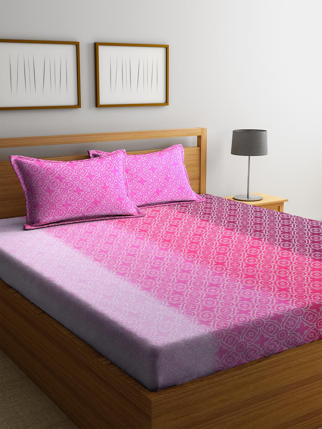 Buy BOMBAY DYEING Pink Ethnic Motifs 110 TC Cotton 1 Queen Bedsheet