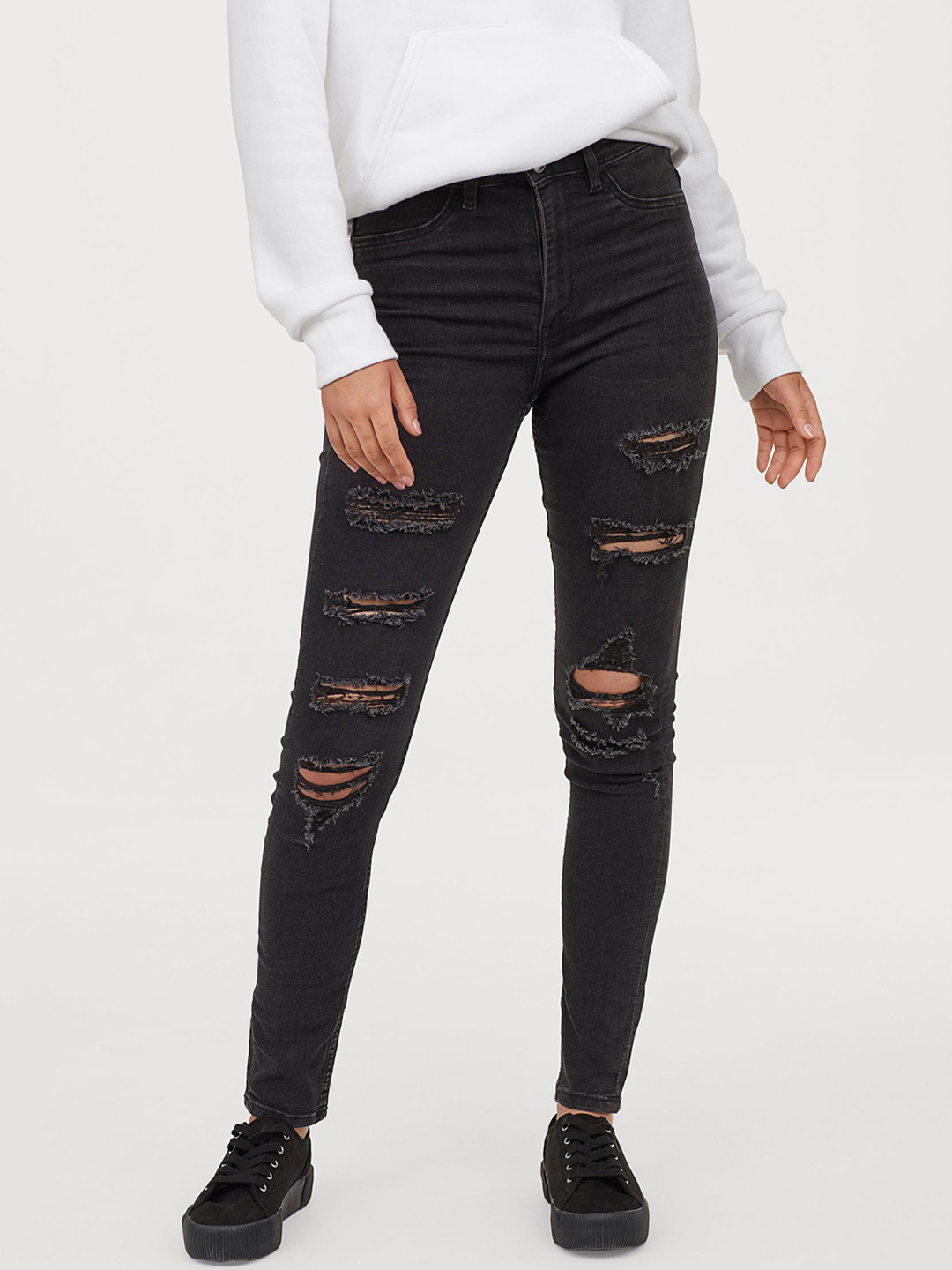 Buy H&M Women Grey Super Skinny High Jeans Jeans for Women 10376093