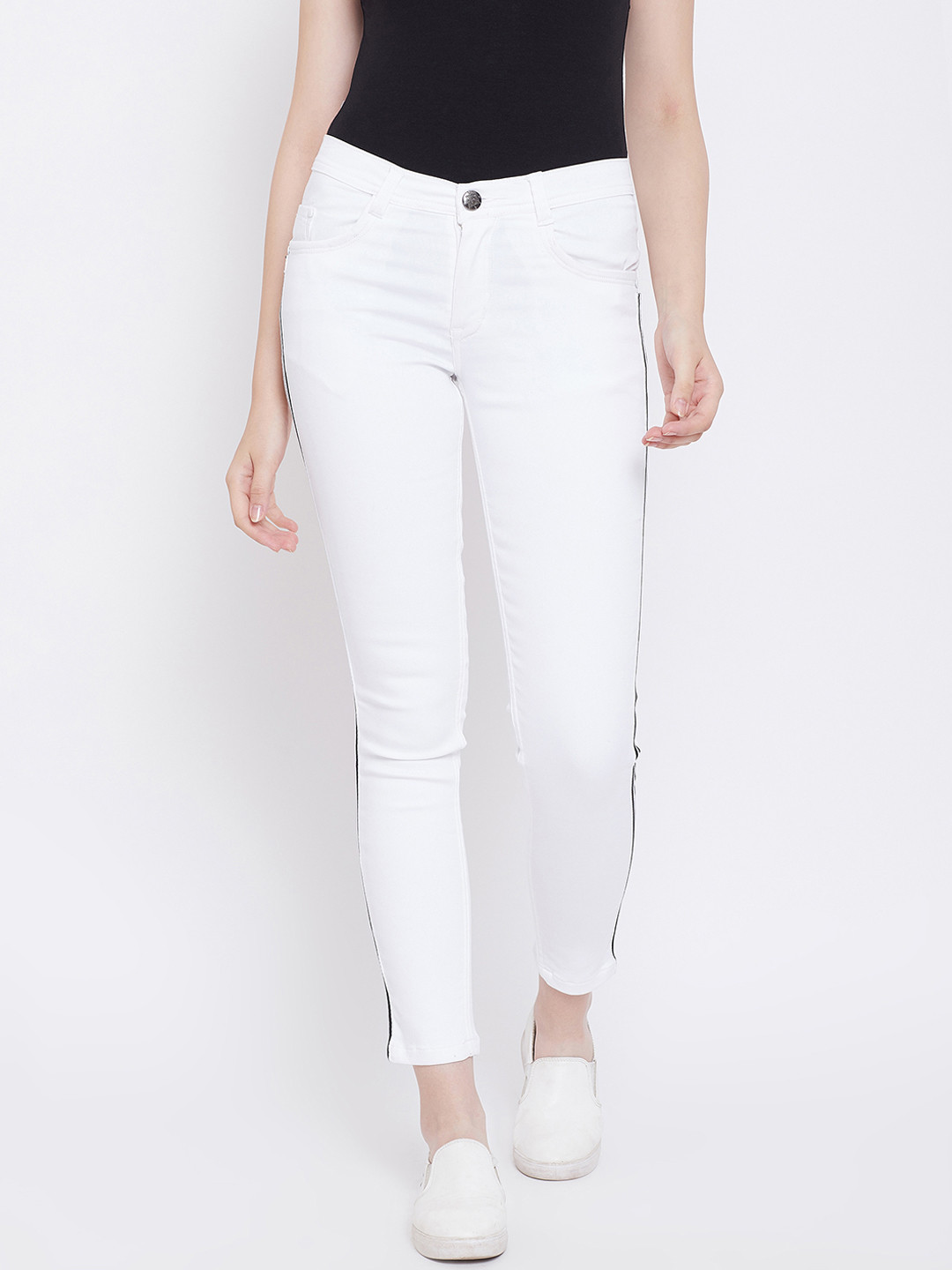 Buy Nifty Women White Slim Fit Mid Rise Clean Look Stretchable Jeans