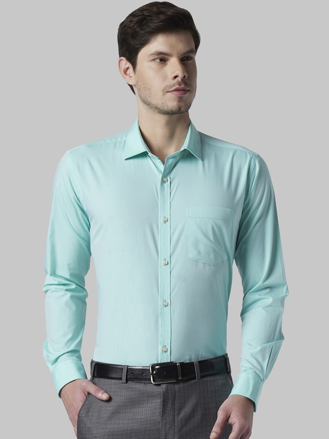 Buy Park Avenue Men Sea Green Slim Fit Solid Formal Shirt - Shirts for ...