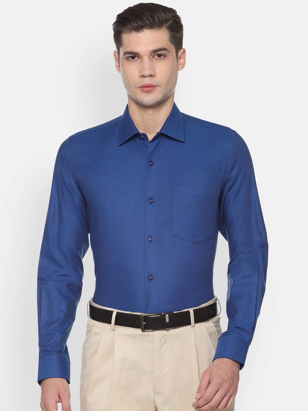 Buy Van Heusen Men Blue Slim Fit Solid Formal Shirt - Shirts for Men ...