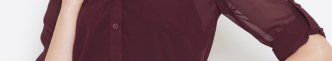 Buy PURYS Women Maroon Solid Shirt Style Top - Tops for Women 10555830 ...