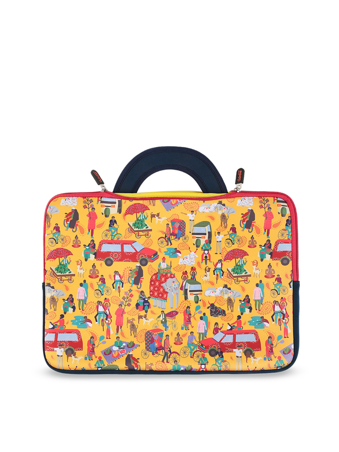 Buy Chumbak Unisex Yellow & Red Printed Laptop Sleeve Laptop Bag for