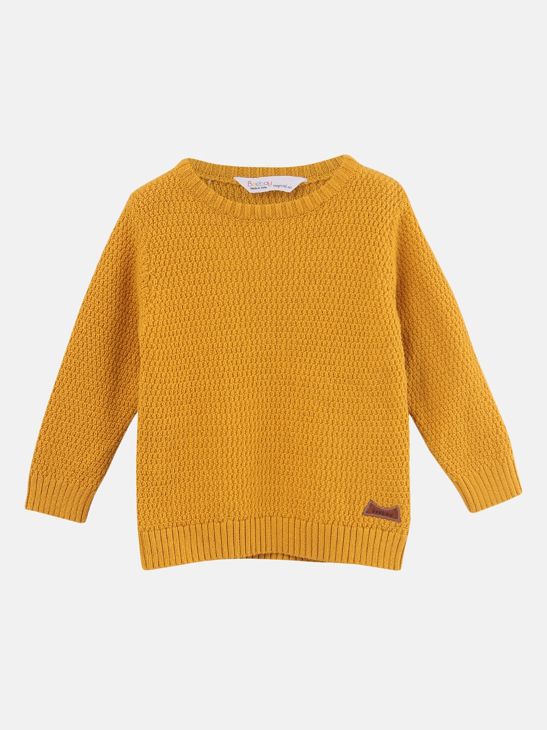 Buy Beebay Boys Yellow Self Design Knitted Pullover Sweater - Sweaters ...
