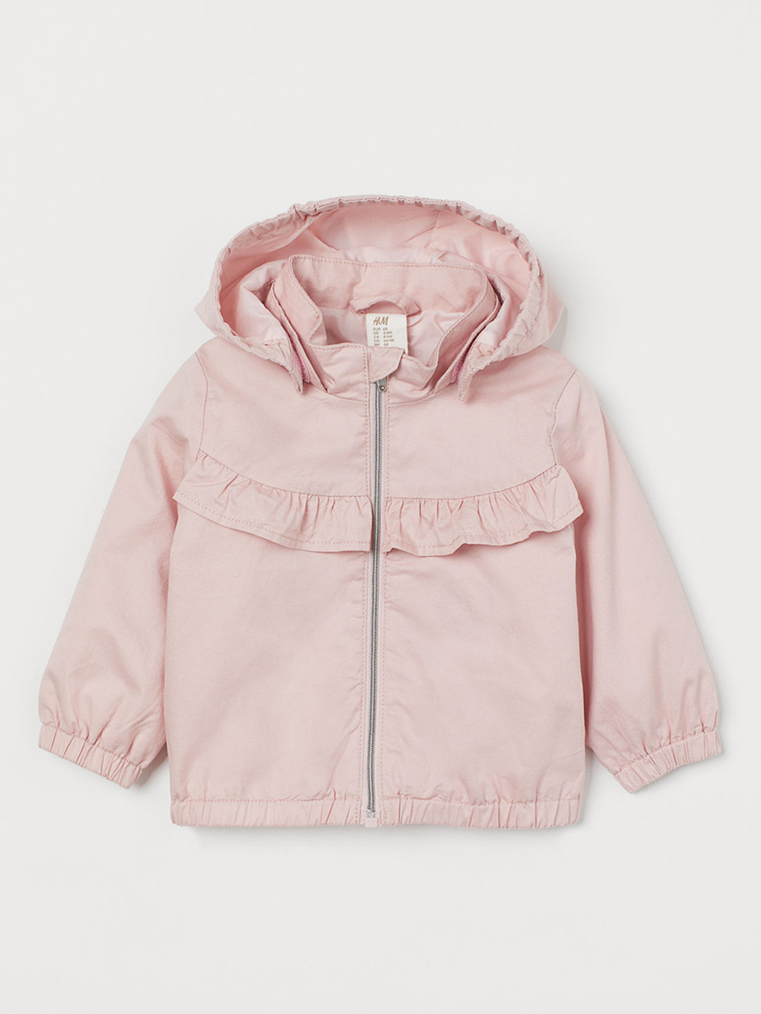 Buy H&M Girls Pink Solid Cotton Jacket With A Flounce Jackets for
