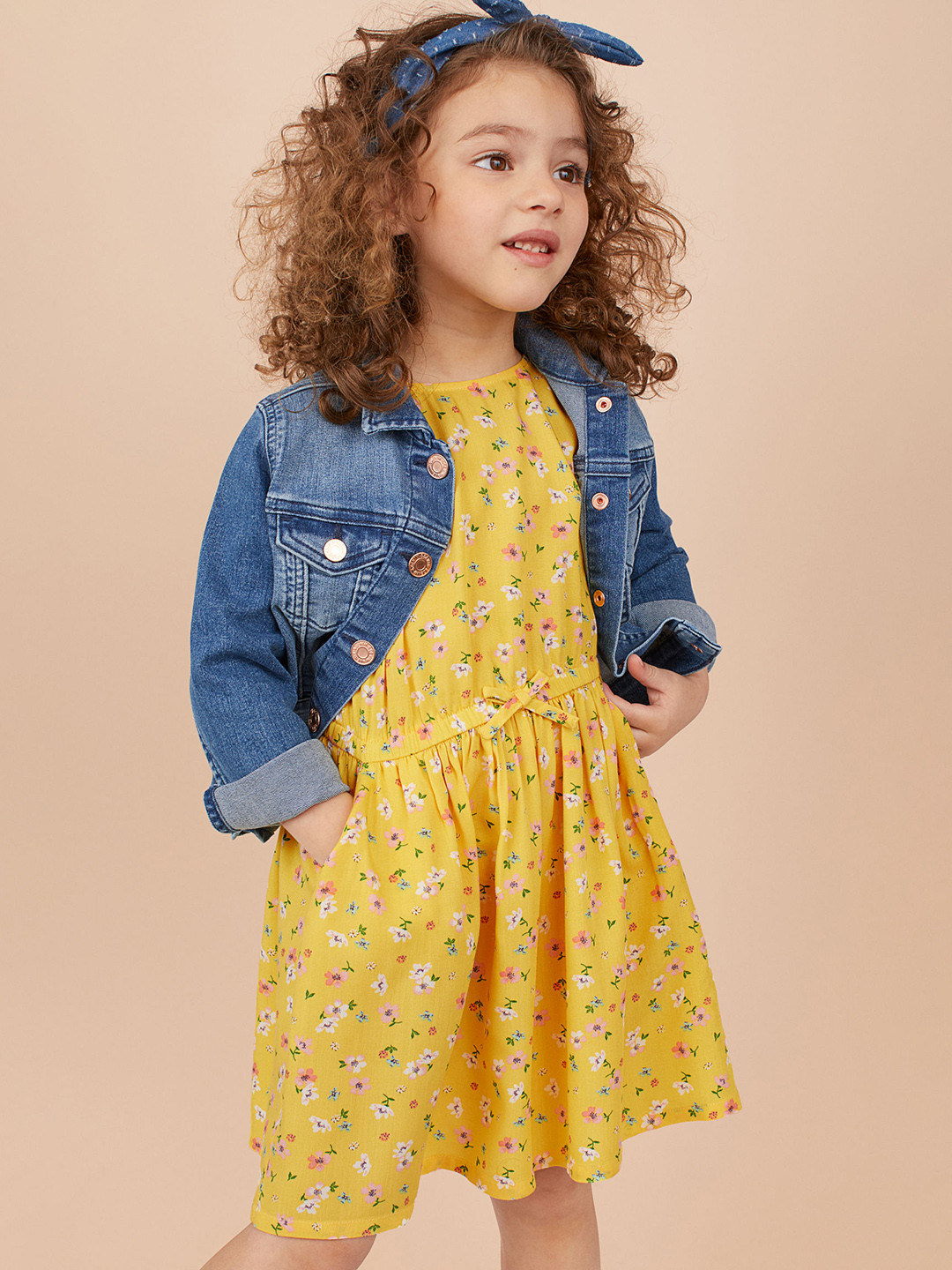 Buy H&M Girls Yellow Patterned Dress Dresses for Girls 10384535 Myntra