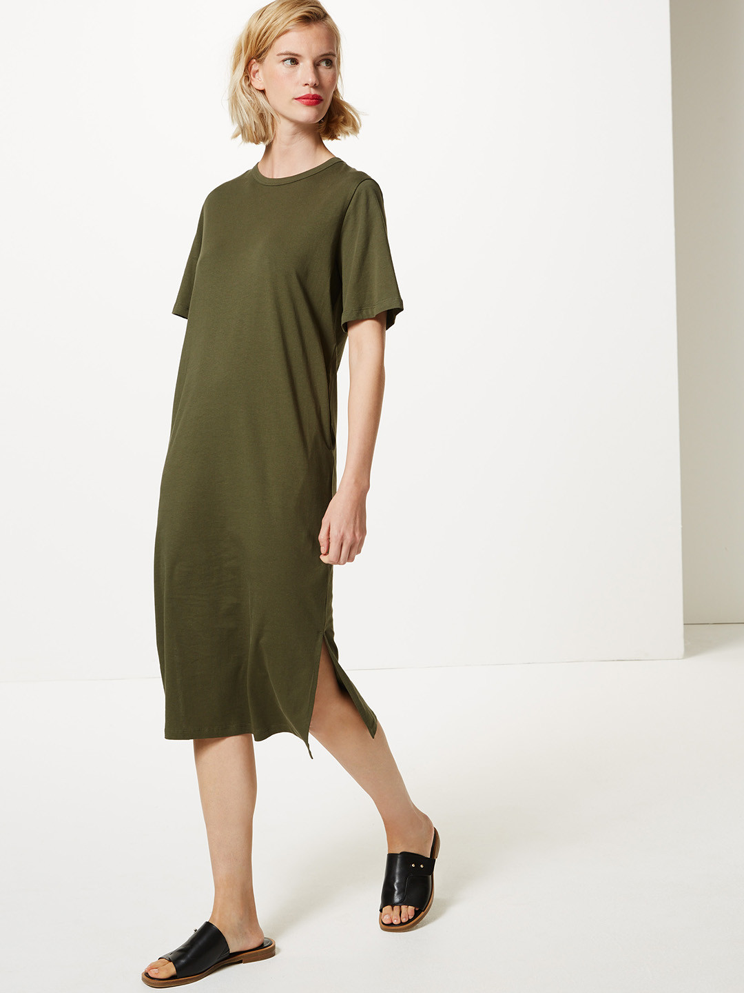 Buy Marks & Spencer Women Green T Shirt Dress Dresses for Women