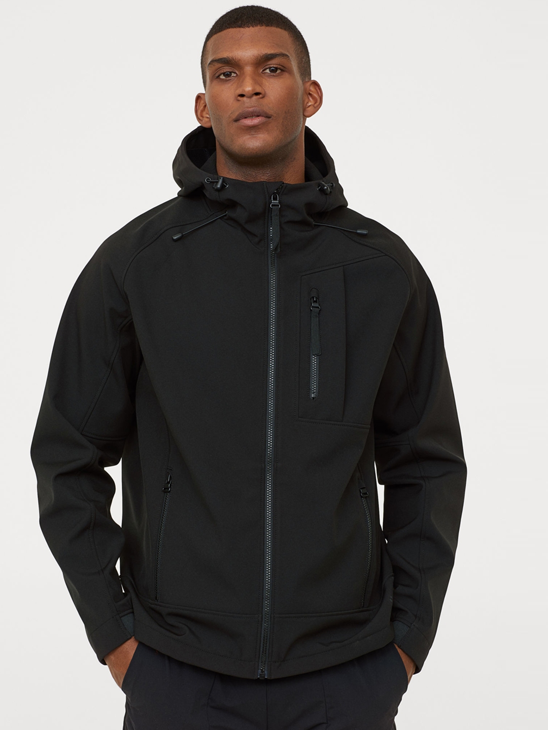 Buy H&M Men Black Solid Softshell Jacket - Jackets for Men 10384769 ...