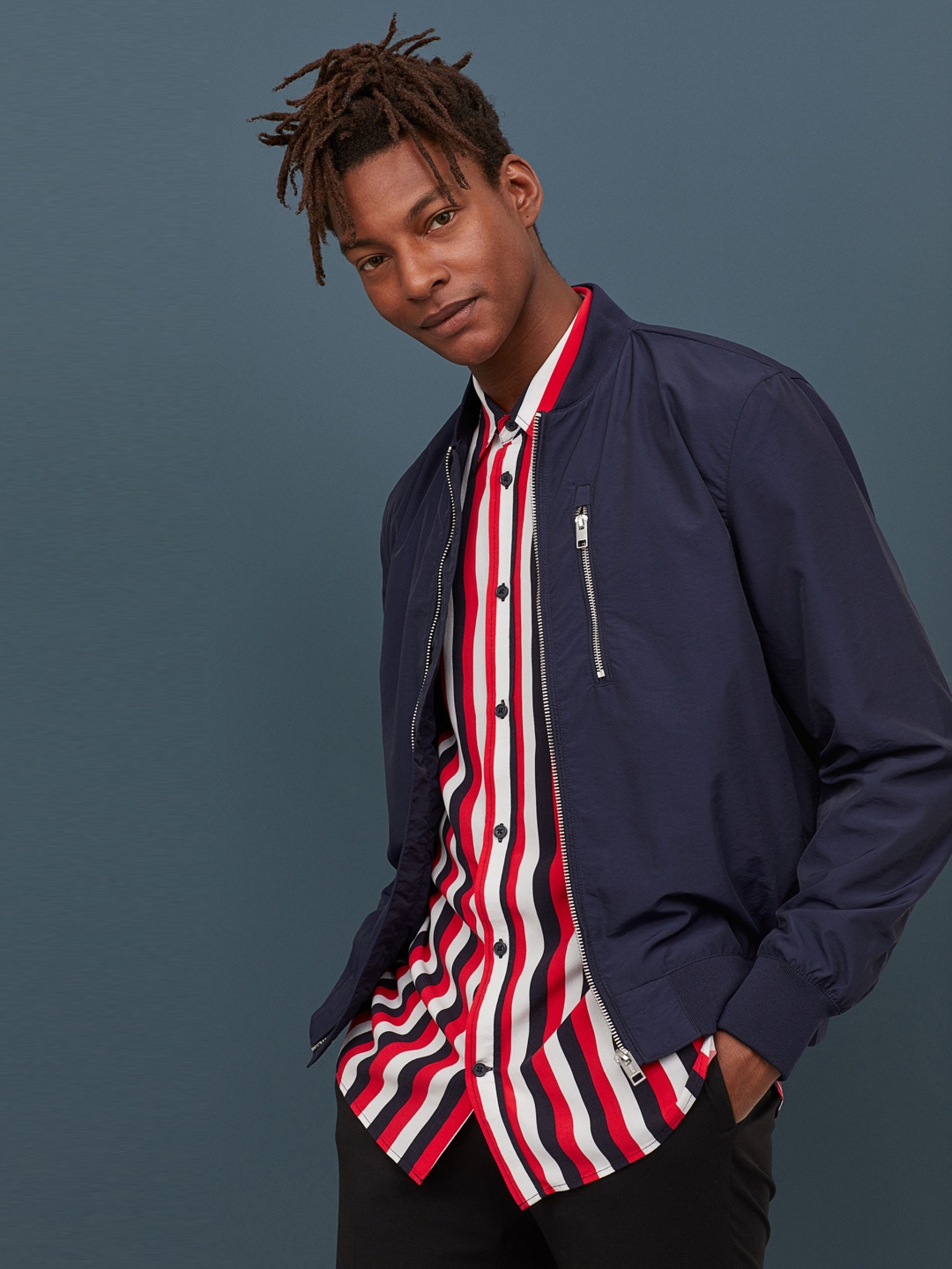 h&m nylon blend bomber jacket