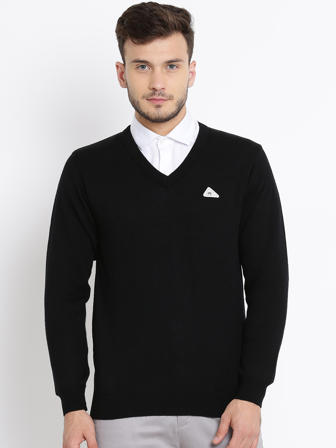 Buy Monte Carlo Men Black Solid Sweater Sweaters for Men 10391641