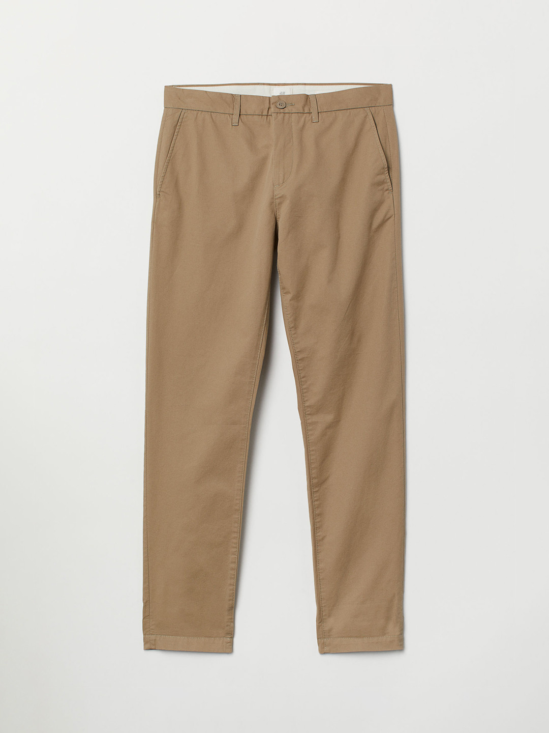 Buy H&M Men Beige Solid Cotton Chinos Slim Fit Trousers for Men