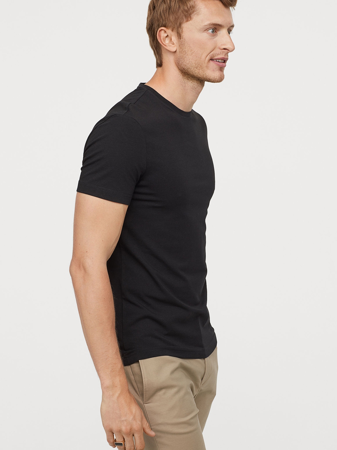 Buy H&M Men Black Solid Round Neck T Shirt Slim Fit Tshirts for Men 10384671 Myntra