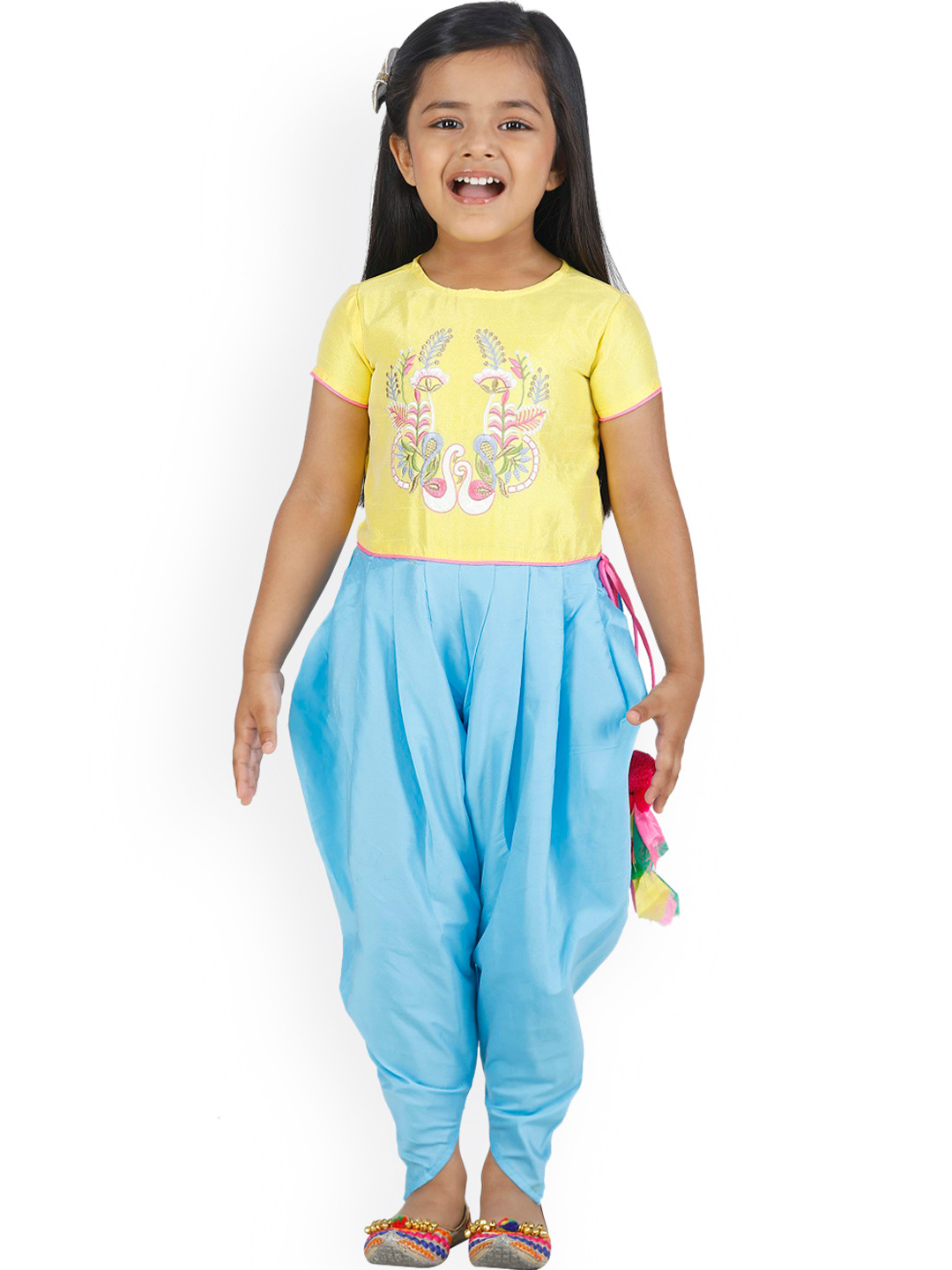 Buy LilPicks Girls Yellow & Blue Solid Basic Jumpsuit Jumpsuit for