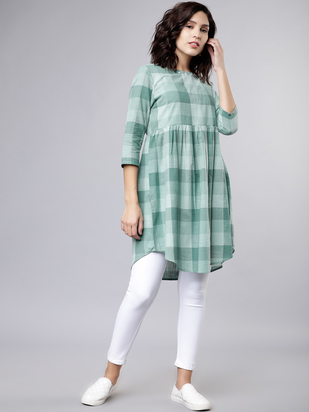 Buy Vishudh Women Green Checked Tunic Tunics for Women 10399361 Myntra