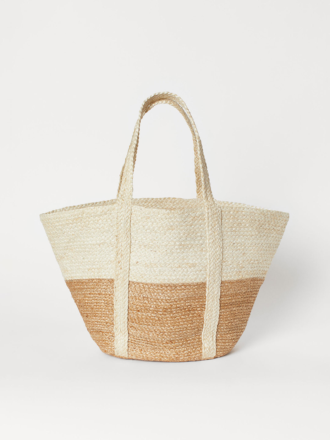 Buy H&M Women Beige Colourblocked Jute Shopper Handbags for Women