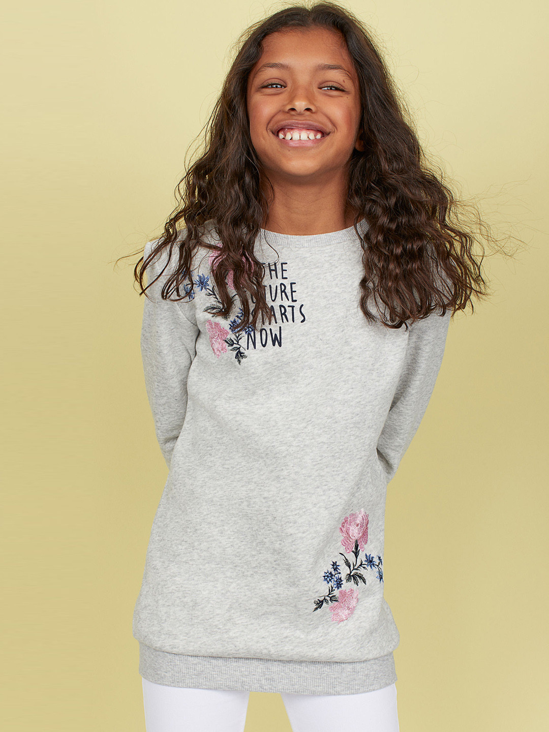 Buy H&M Girls Grey Solid Sweatshirt Sweatshirts for Girls 10389591