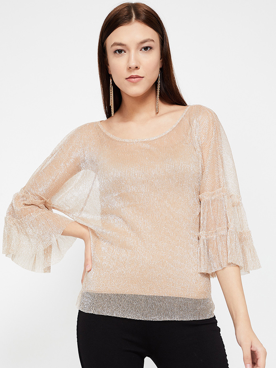 Women'S Beige Self-Design Top main image 0