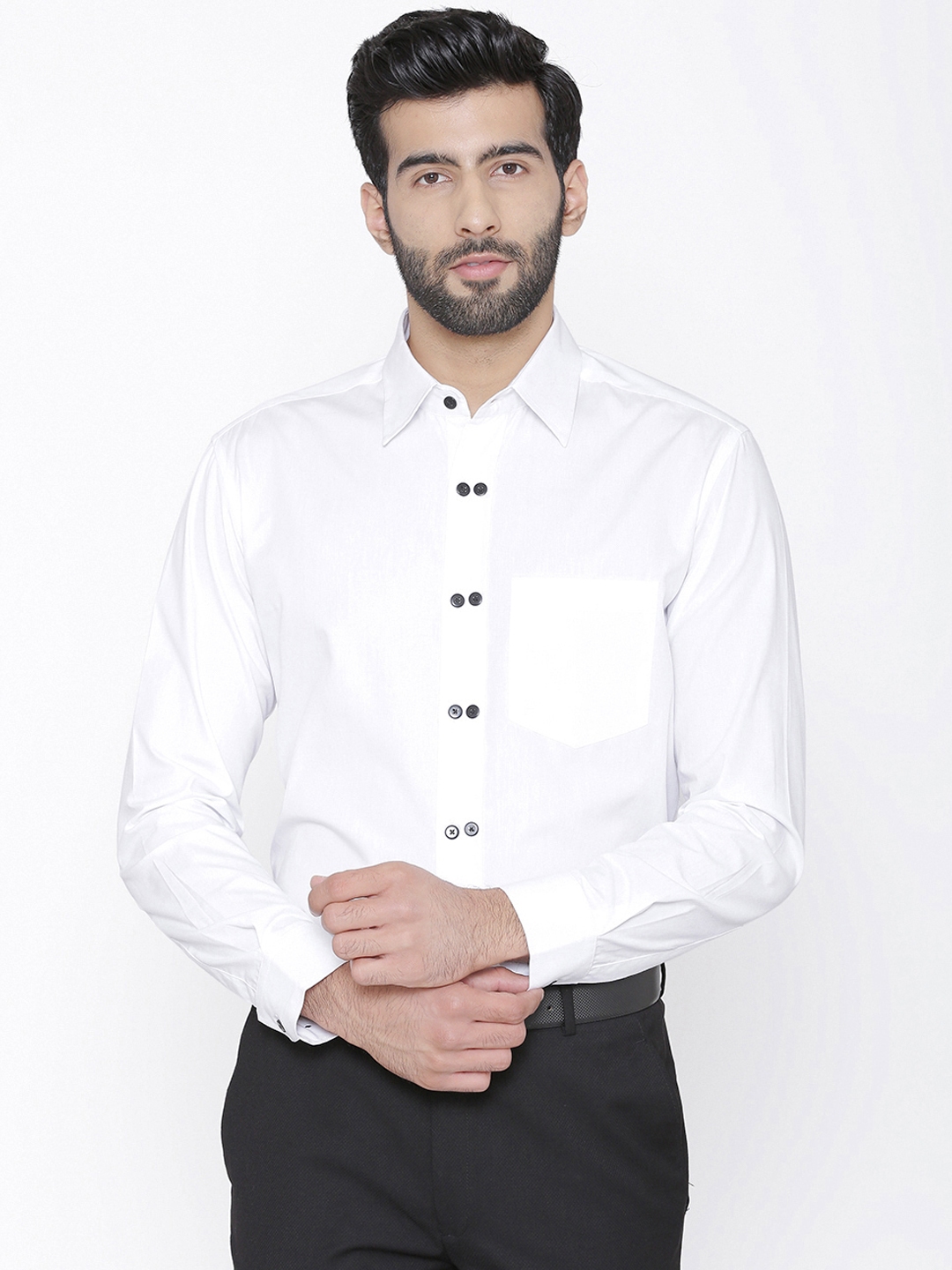 Buy Dazzio Men White Slim Fit Solid Formal Shirt - Shirts for Men ...