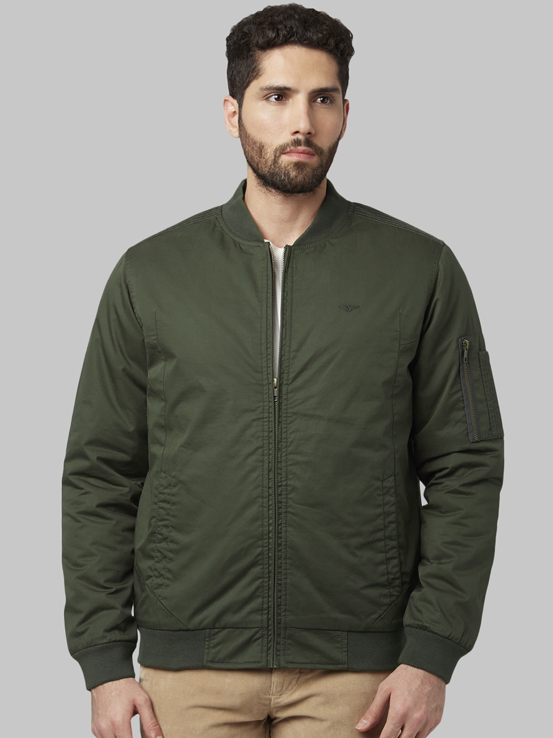 Buy Park Avenue Men Green Solid Padded Jacket - Jackets for Men ...