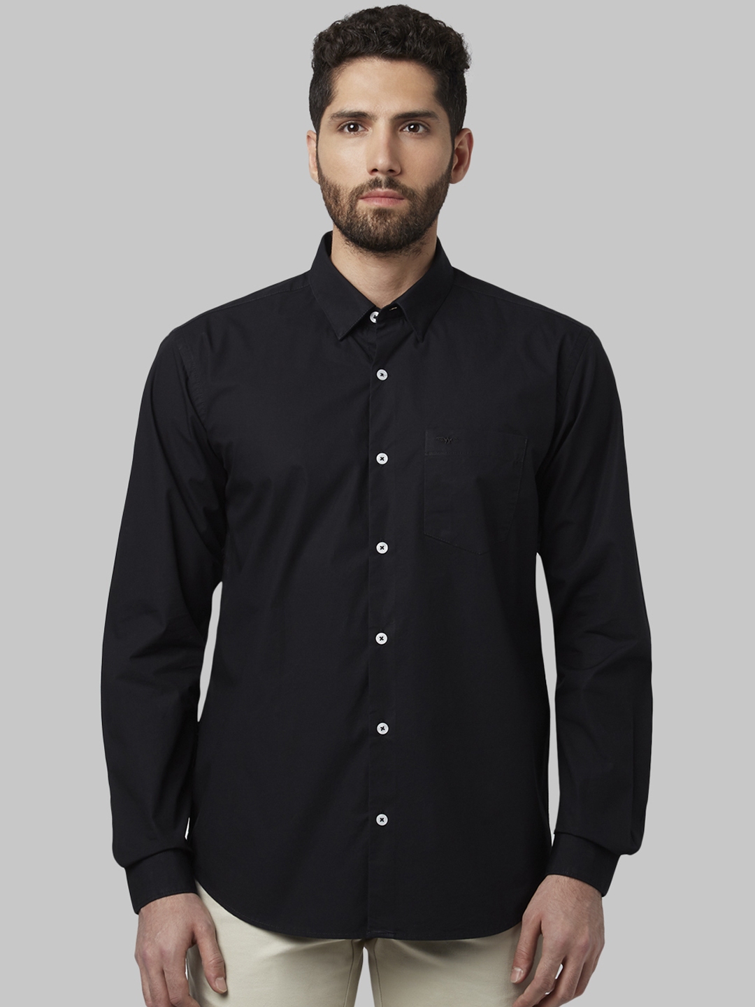 Buy Park Avenue Men Black Slim Fit Solid Casual Shirt - Shirts for Men ...