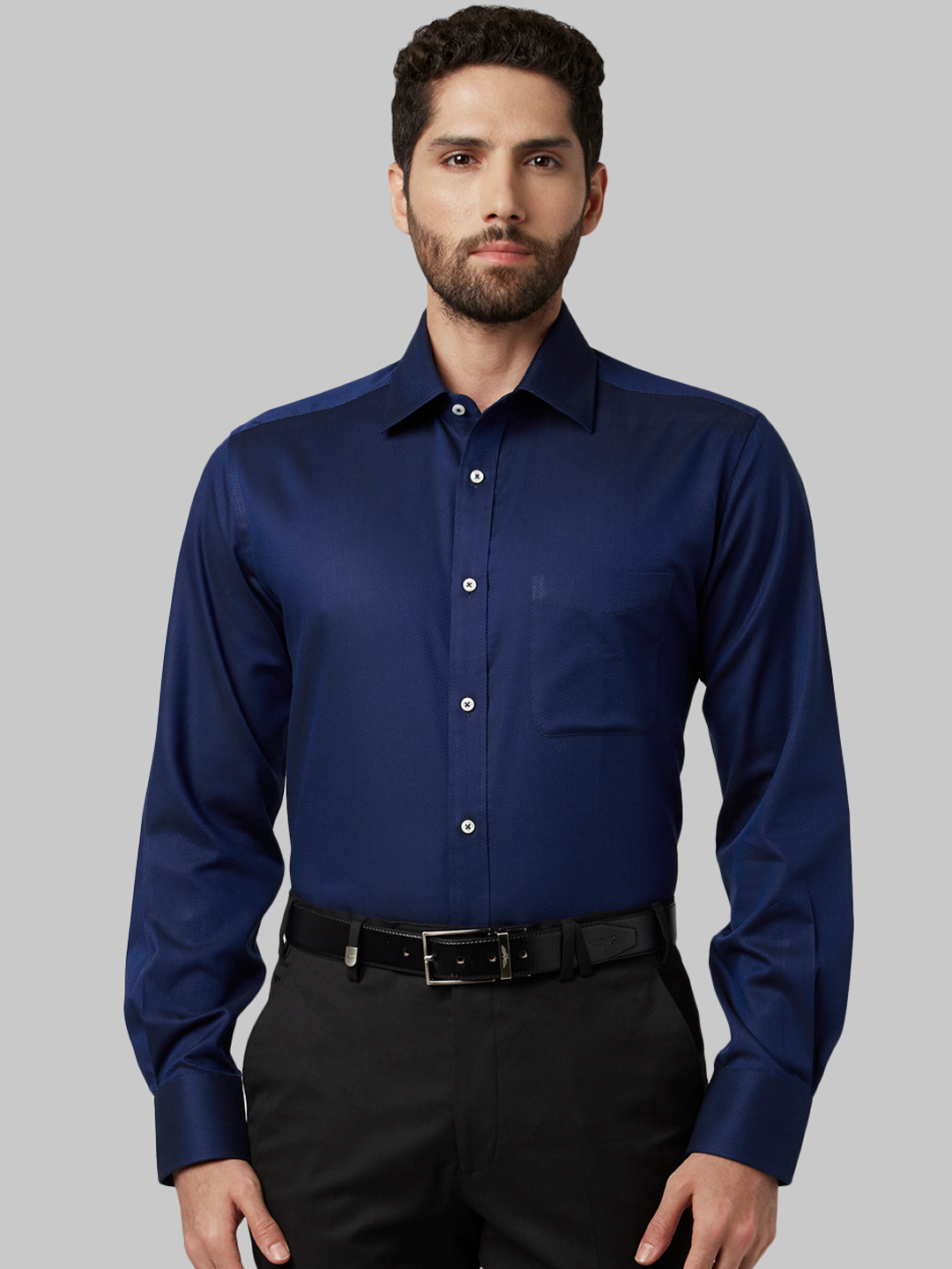 Buy Park Avenue Men Blue Regular Fit Solid Formal Shirt - Shirts for ...