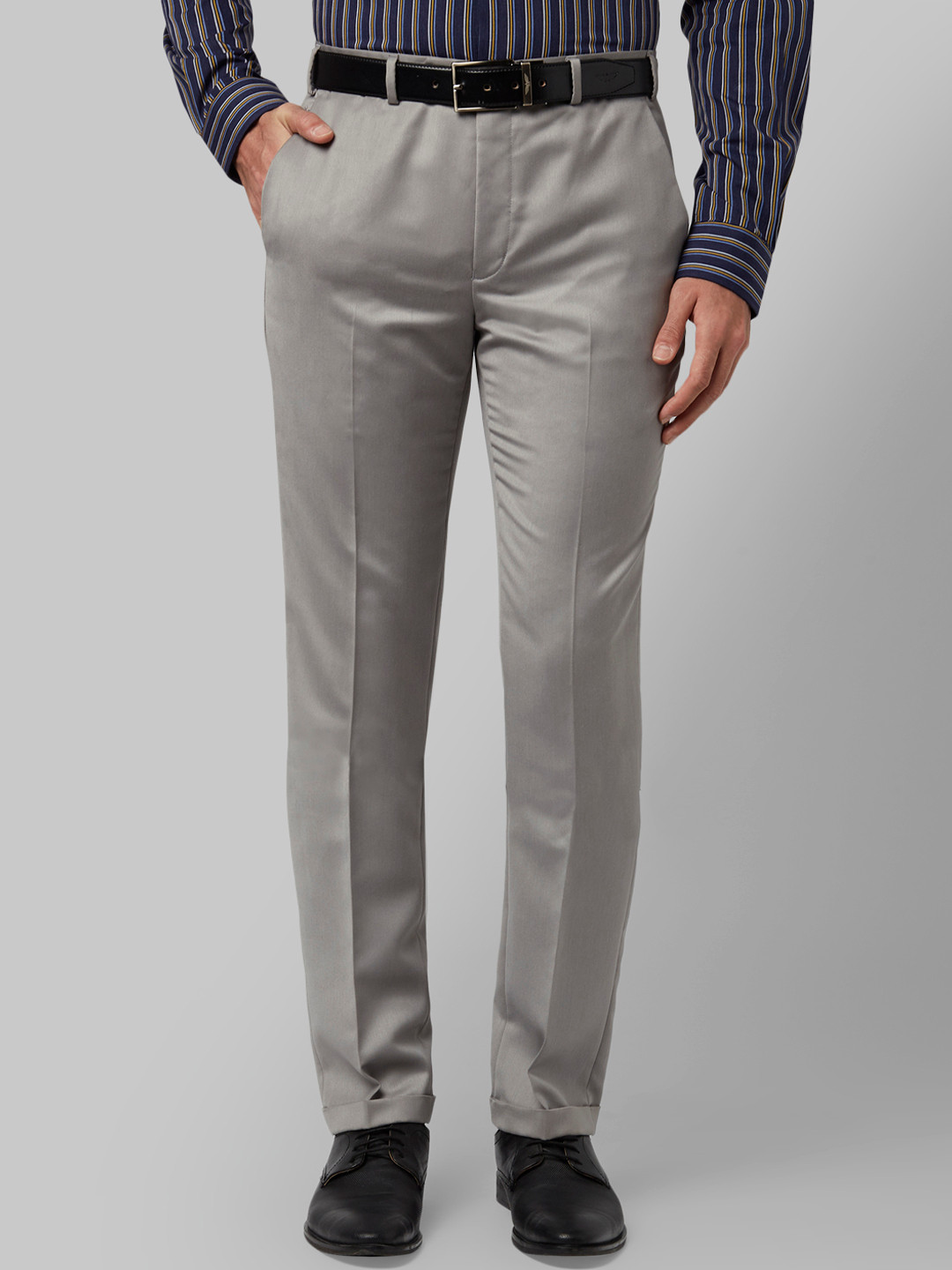 Buy Park Avenue Men Grey Regular Fit Solid Formal Trousers Trousers for Men 10396175 Myntra