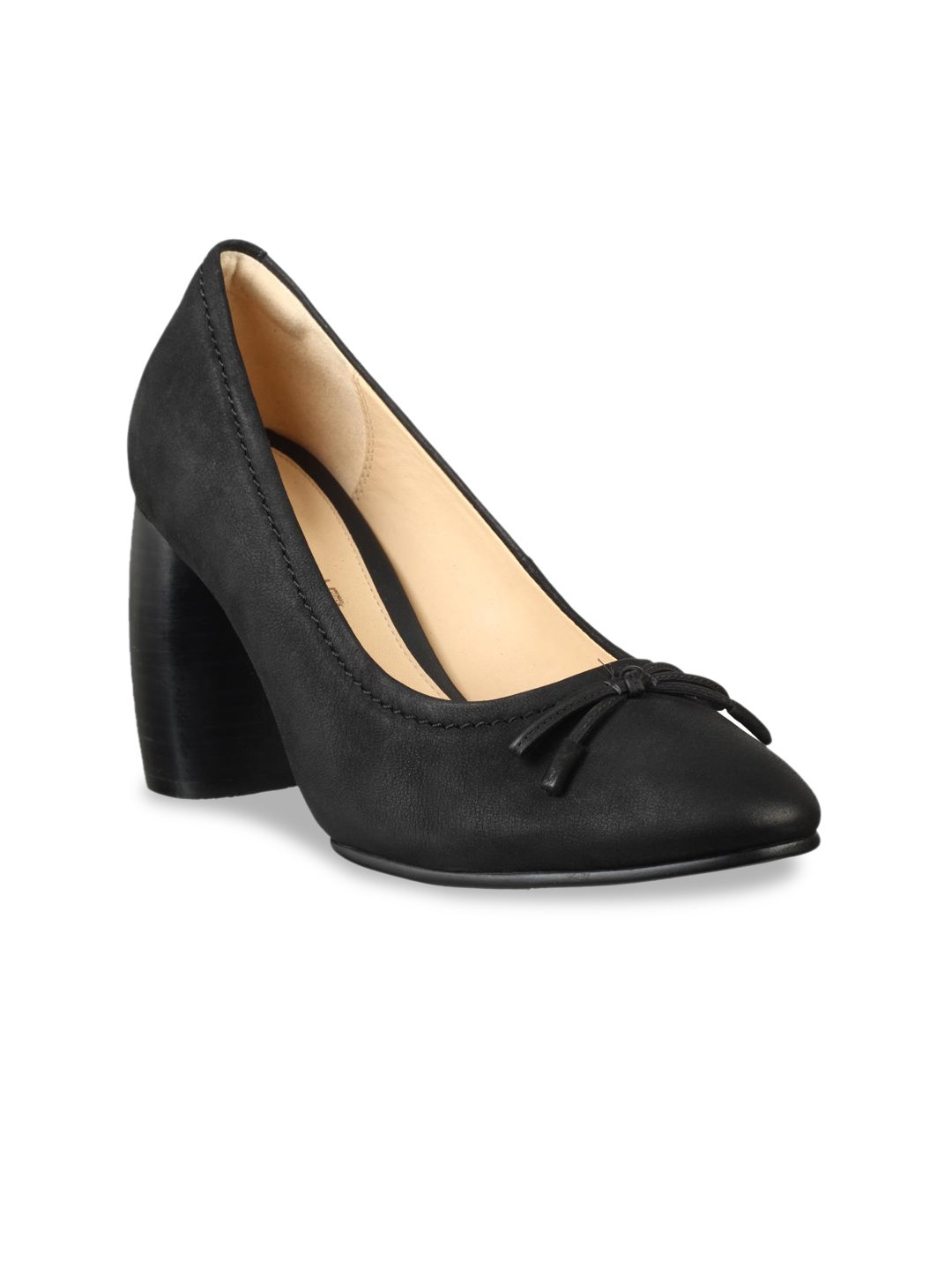 clarks black leather heels