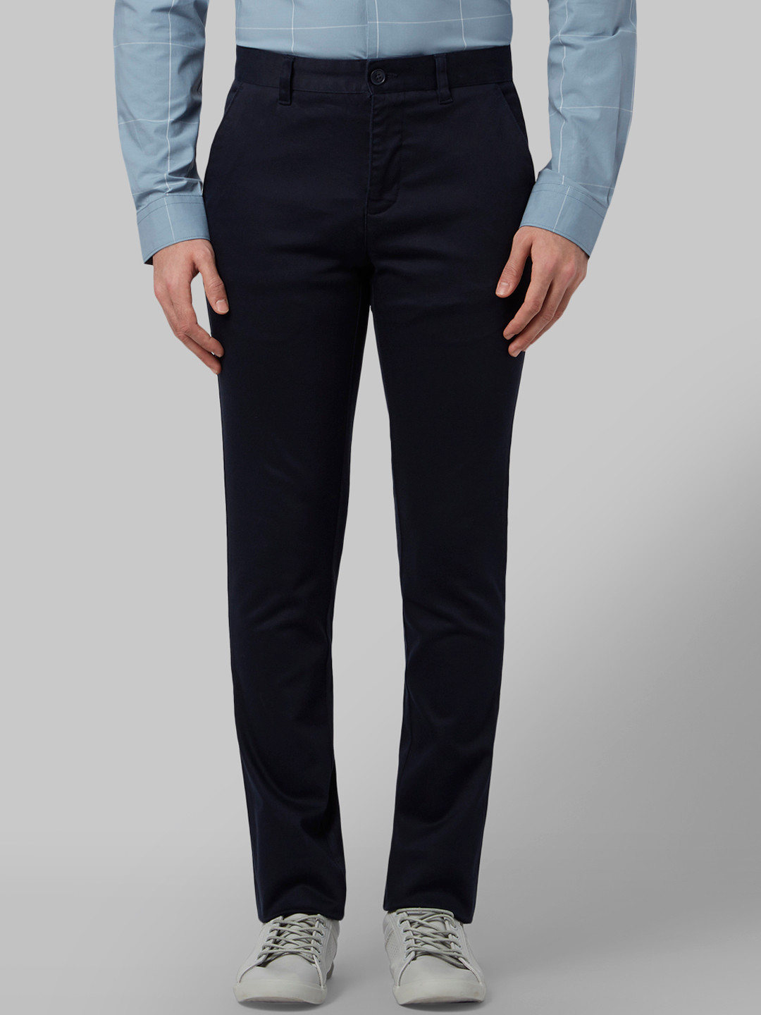 Buy Park Avenue Men Blue Regular Fit Solid Regular Trousers - Trousers ...