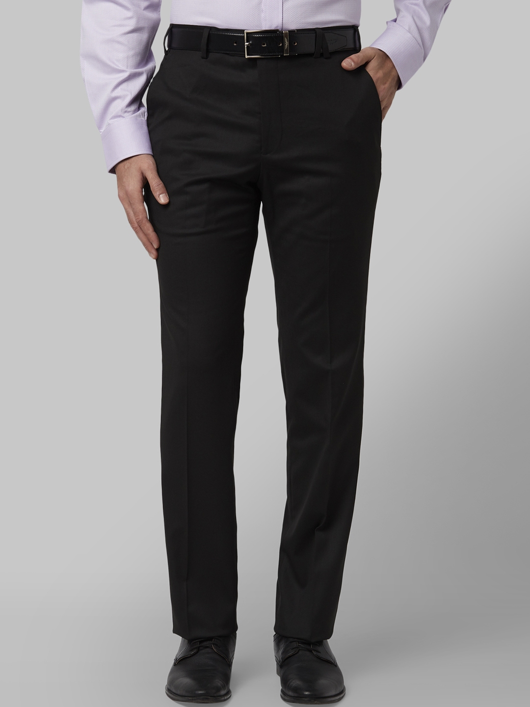Buy Park Avenue Men Black Regular Fit Solid Formal Trousers - Trousers ...