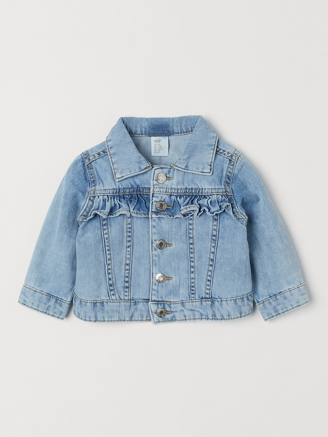 Buy H&M Girls Blue Solid Denim Jacket Jackets for Girls 10385875 Myntra
