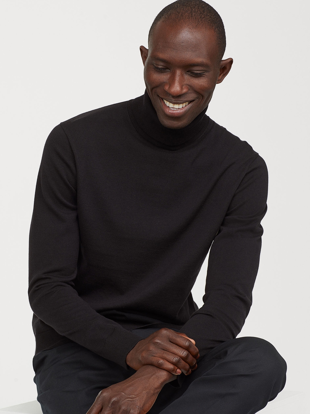 Buy H&M Men Black Premium Cotton Polo Neck - Sweaters for Men 10408441 ...