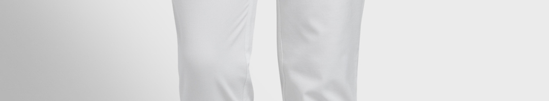 Buy ColorPlus Men White Tapered Fit Solid Regular Trousers - Trousers ...