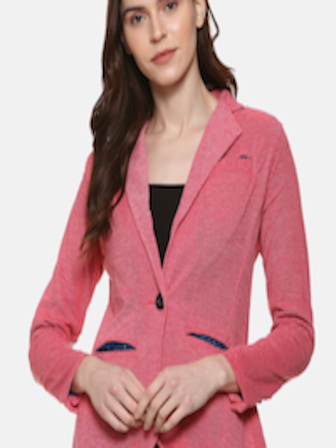 Buy Campus Sutra Women Peach Solid Single Breasted Blazer - Blazers for ...
