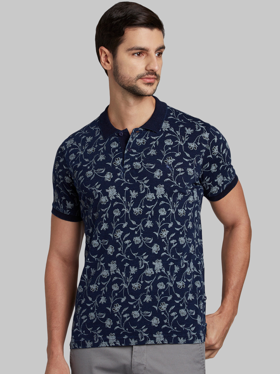 Buy Parx Men Blue Printed Polo Collar T Shirt - Tshirts for Men ...