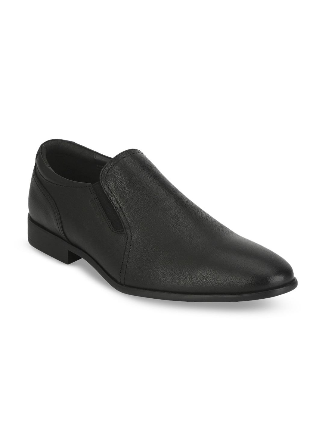 Buy Red Tape Men Black Textured Formal Leather Slip Ons ...