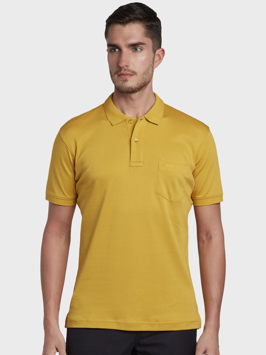 Buy ColorPlus Men Yellow Solid Polo Collar T Shirt - Tshirts for Men ...