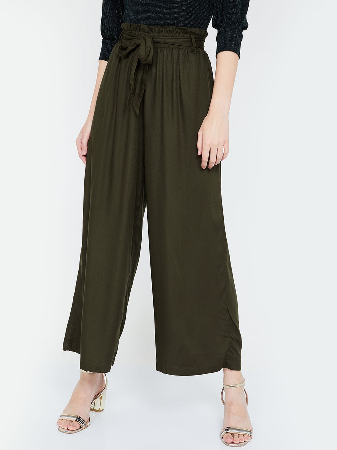 Buy Bossini Women Olive Green Regular Fit Solid Culottes - Trousers for ...