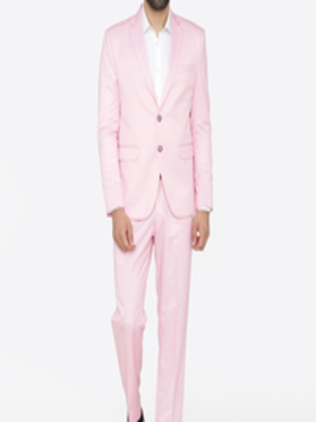 Buy Wintage Men Pink Solid Single Breasted Regular Fit Party Suit ...