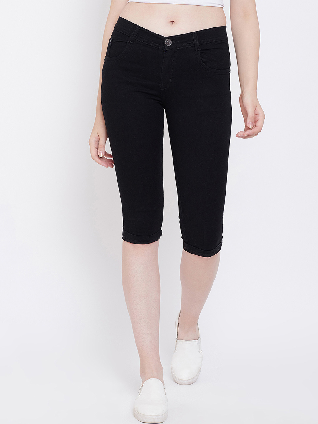 Buy Nifty Women Black Slim Fit Capris Capris for Women 10606152 Myntra