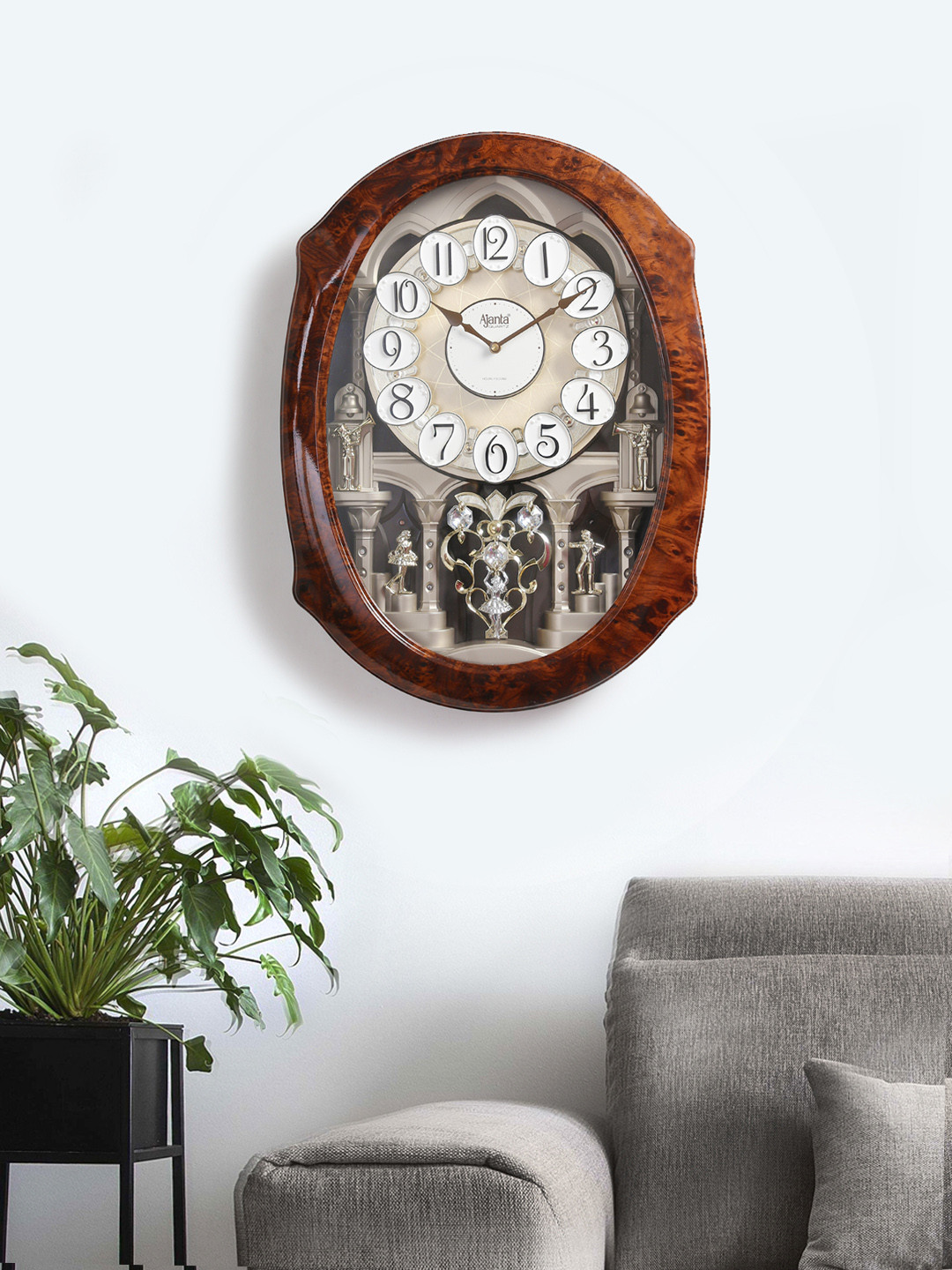 Buy Ajanta Brown Oval Solid Analogue Wall Clock 56cm X 42cm Clocks for Unisex 10624118 Myntra
