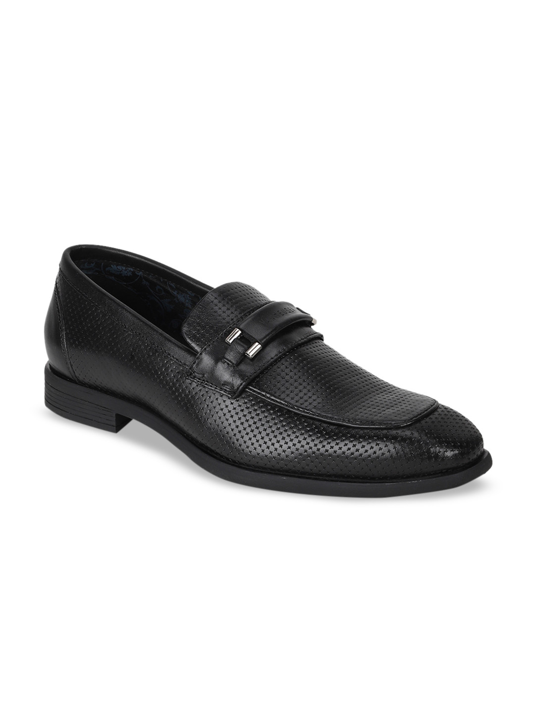 Buy Van Heusen Men Black Textured Formal Penny Loafers Formal Shoes