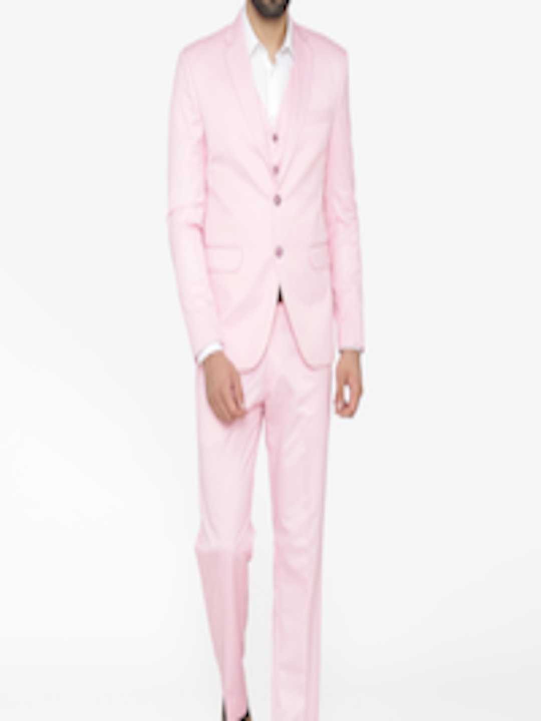 Buy Wintage Men Pink Solid Single Breasted Regular Fit Party Suit ...